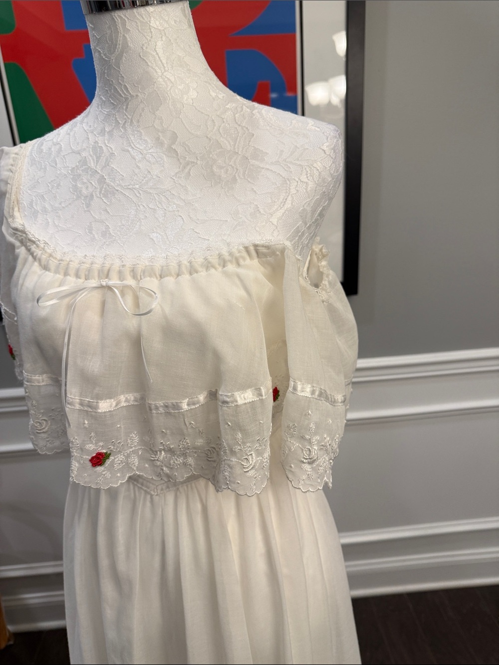 Rare Vintage 70’s Gunne Sax by Jessica San Francisco Cream and Lace Maxi Dress - Picture 4 of 16